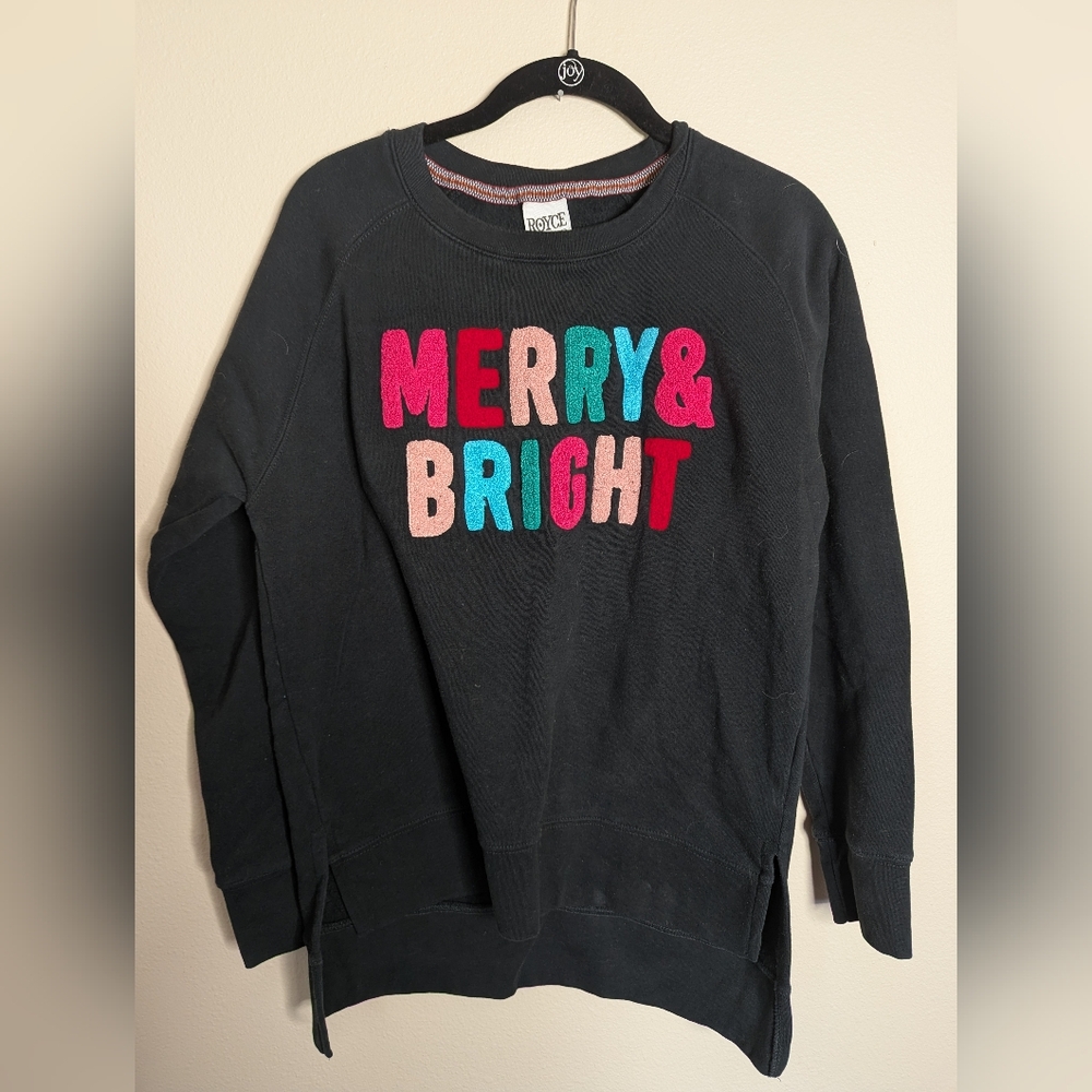 Royce Brand Women's Black Christmas Sweatshirt with Colorful Letters Size M